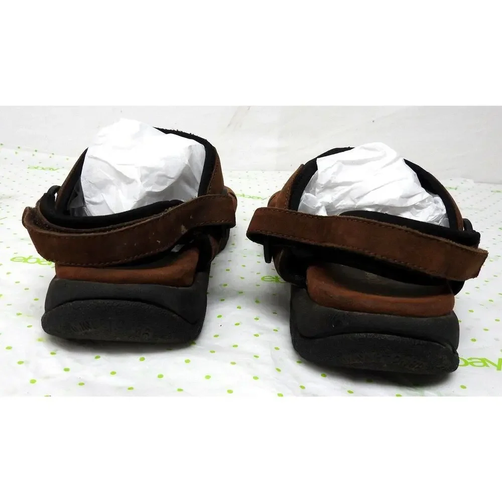 Minnetonka men's size 12 brown leather sandals shoes 6413